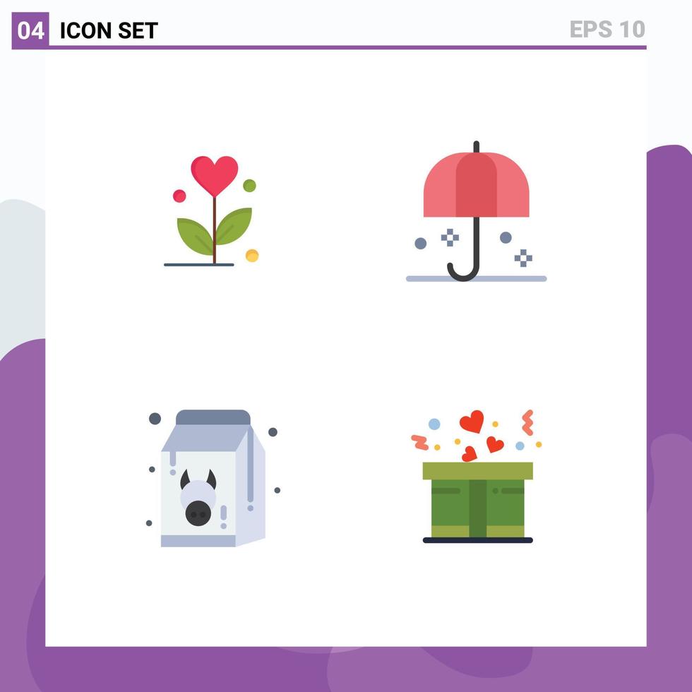 Flat Icon Pack of 4 Universal Symbols of love diet heart rain fresh Editable Vector Design Elements