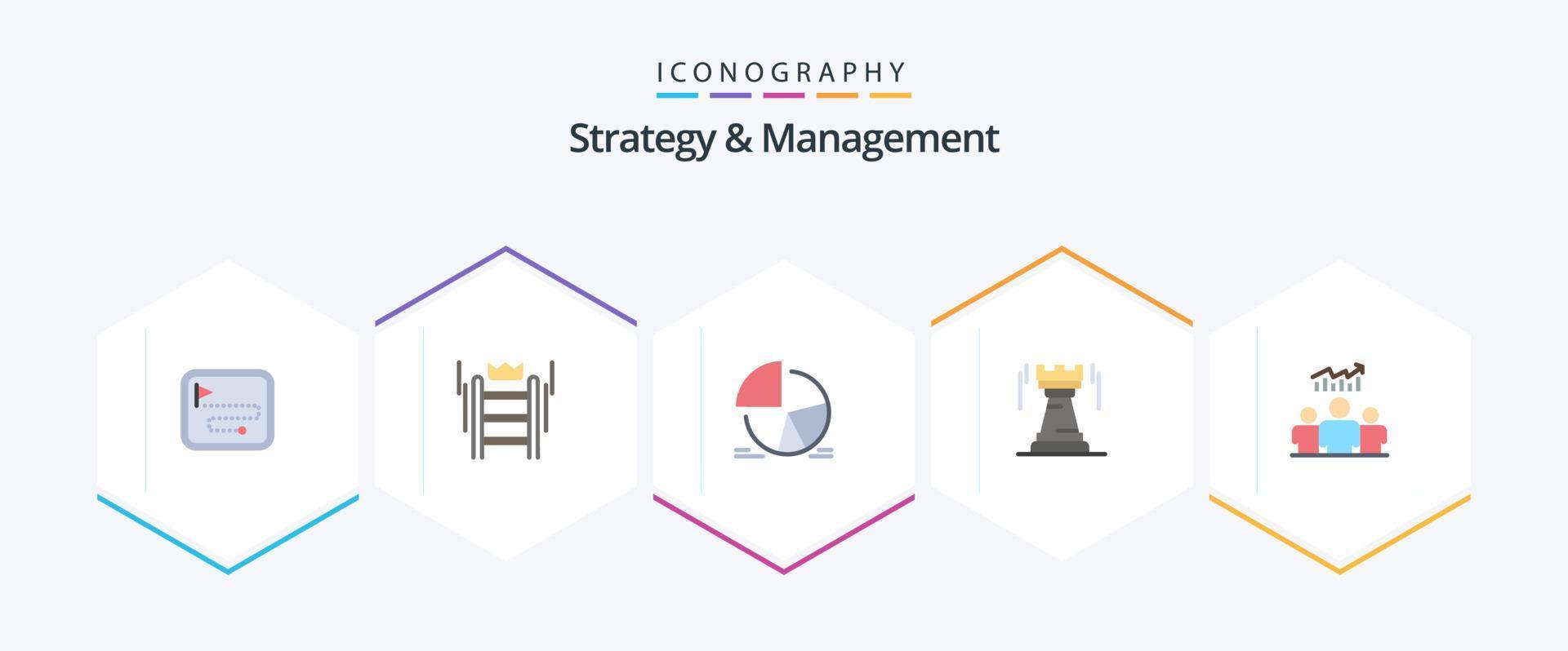 Strategy And Management 25 Flat icon pack including bastion. tower. business. castle. analytics vector