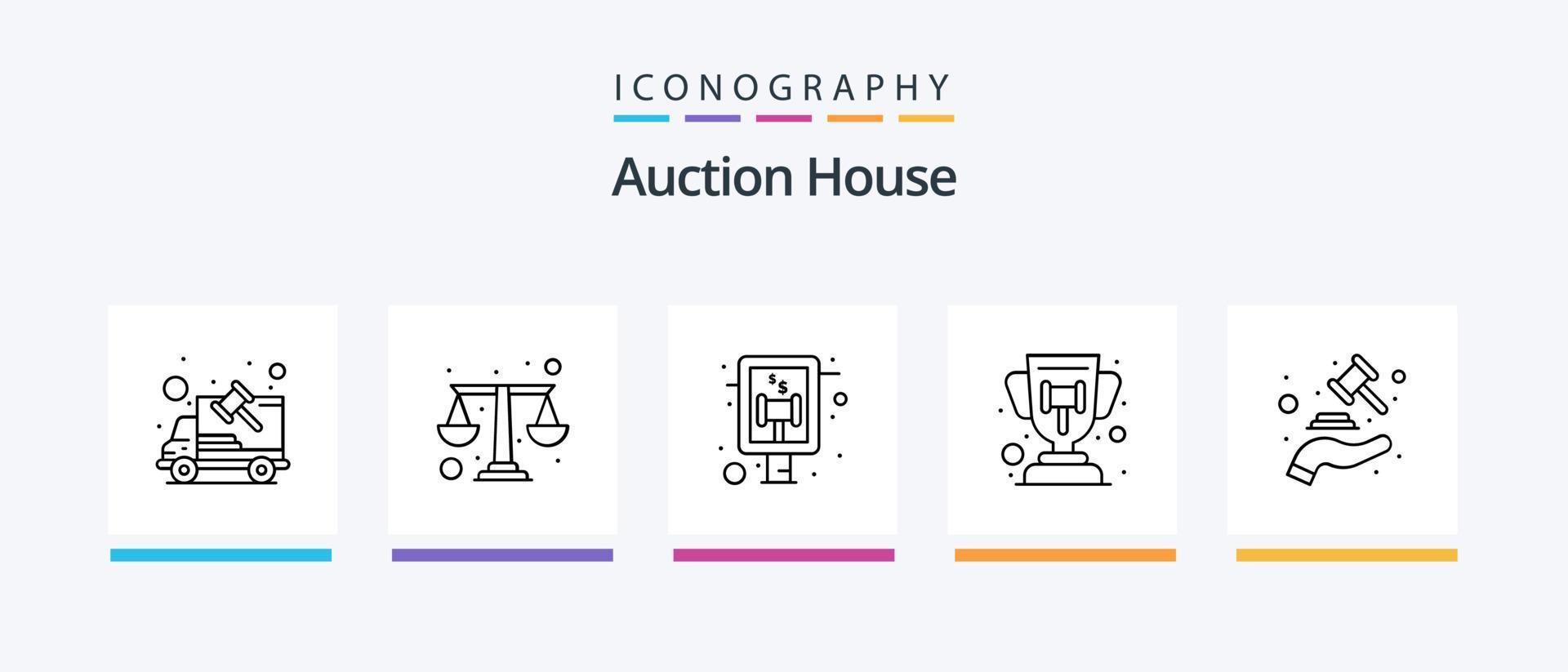 Auction Line 5 Icon Pack Including court. investment. hand. finance. court. Creative Icons Design vector