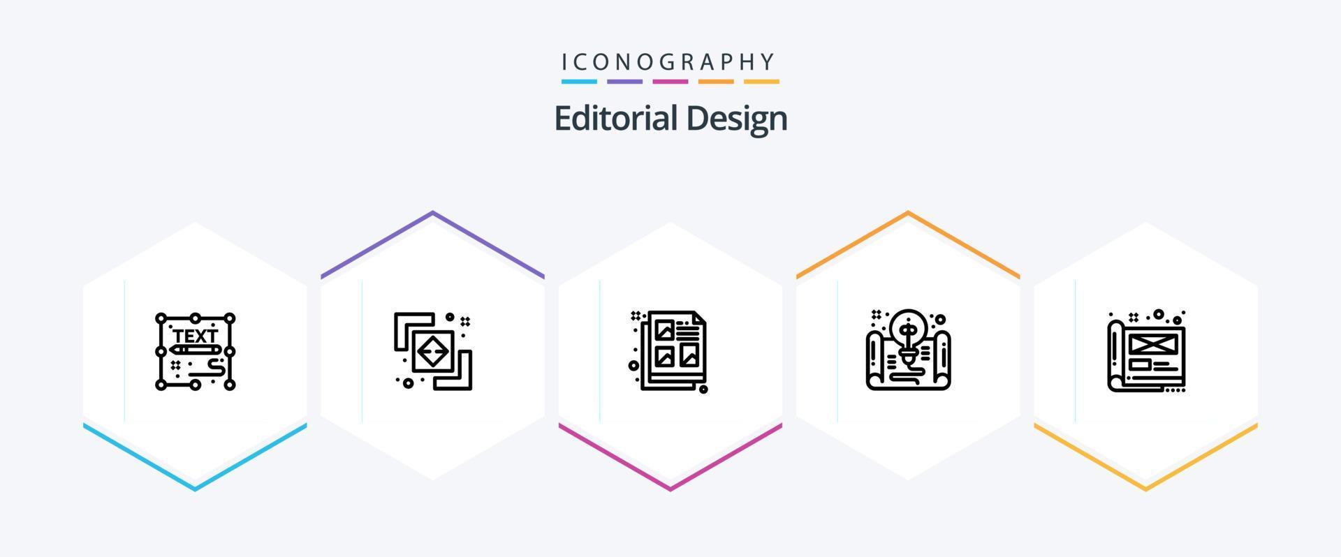 Editorial Design 25 Line icon pack including idea. file. path. document. idea vector