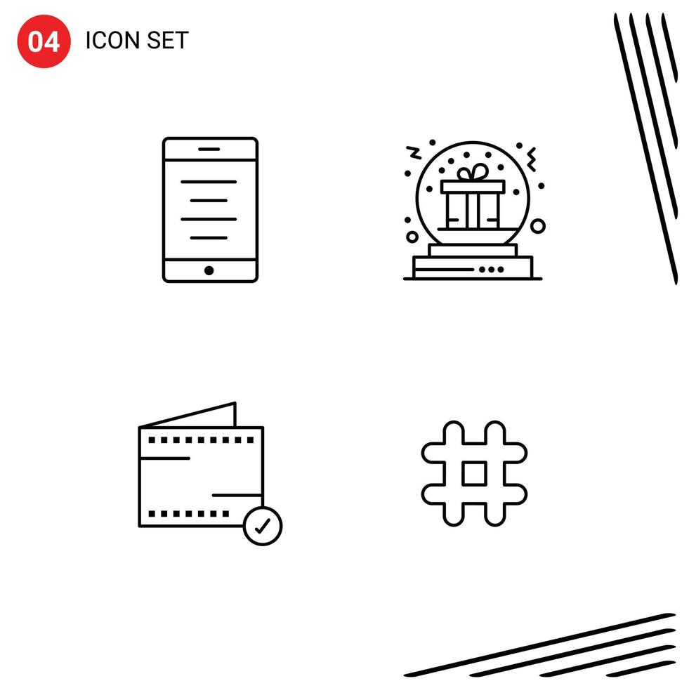 4 4 creativo íconos moderno señales y símbolos de móvil comercio presente regalo billetera editable vector diseño elementos