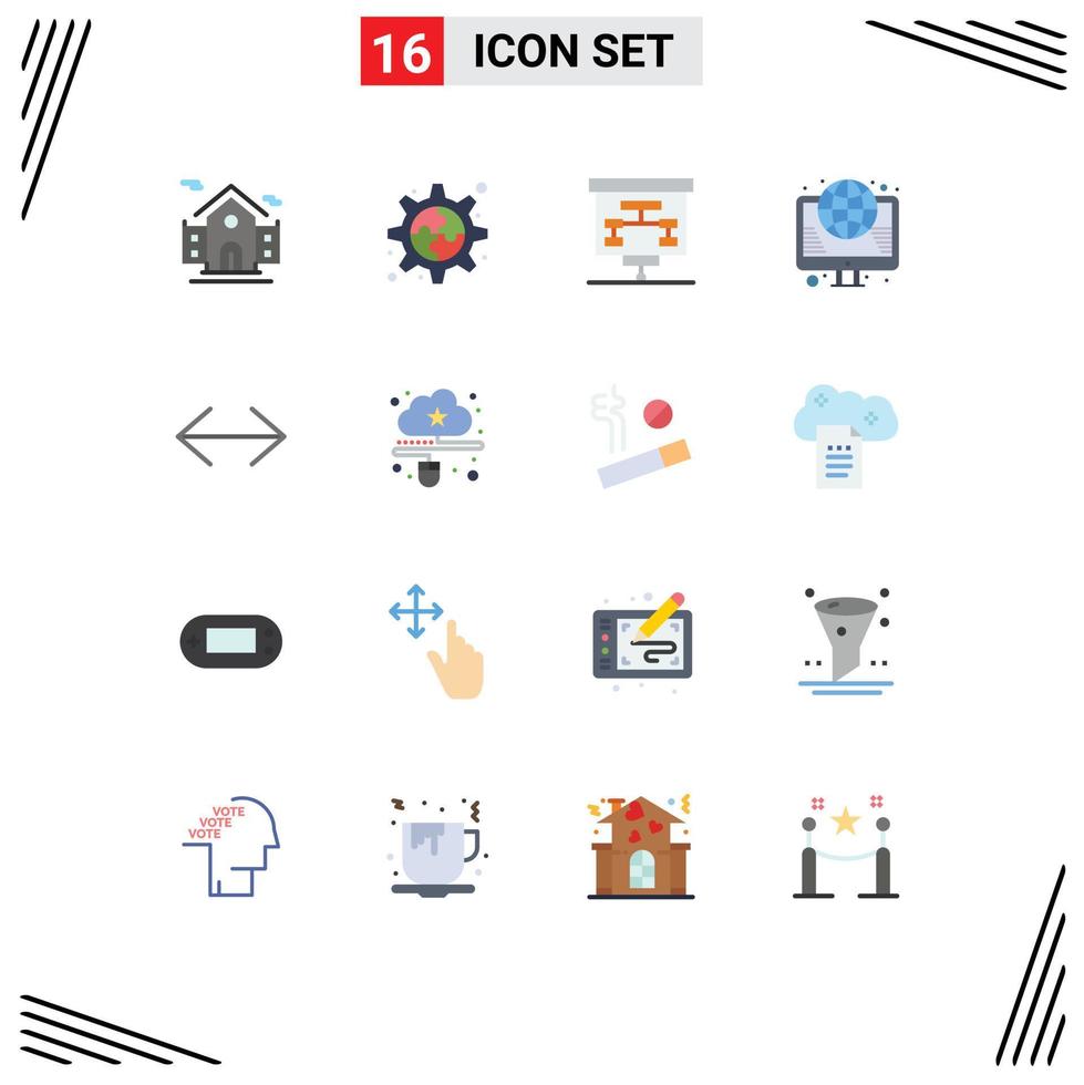 16 User Interface Flat Color Pack of modern Signs and Symbols of move arrow presentation web internet Editable Pack of Creative Vector Design Elements