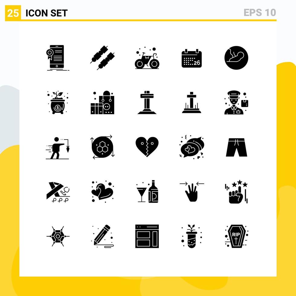 Pictogram Set of 25 Simple Solid Glyphs of biology jan bicycle indian republic day indian Editable Vector Design Elements