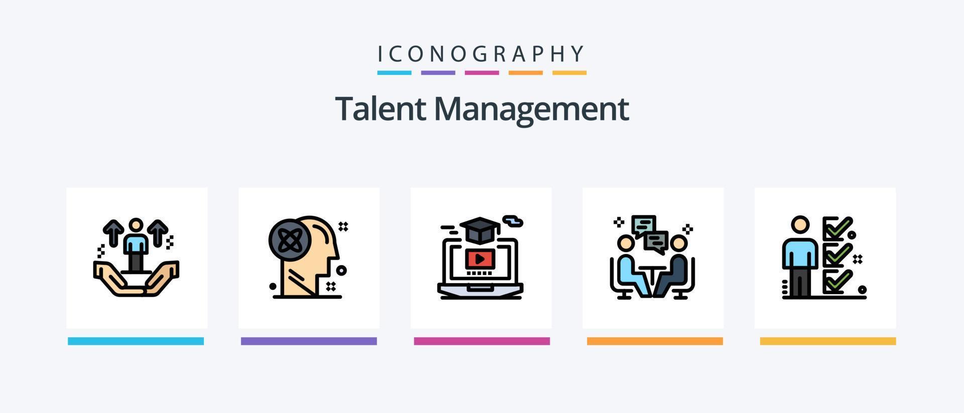 Talent Management Line Filled 5 Icon Pack Including video. degree. brainstorming. setting. solution. Creative Icons Design vector