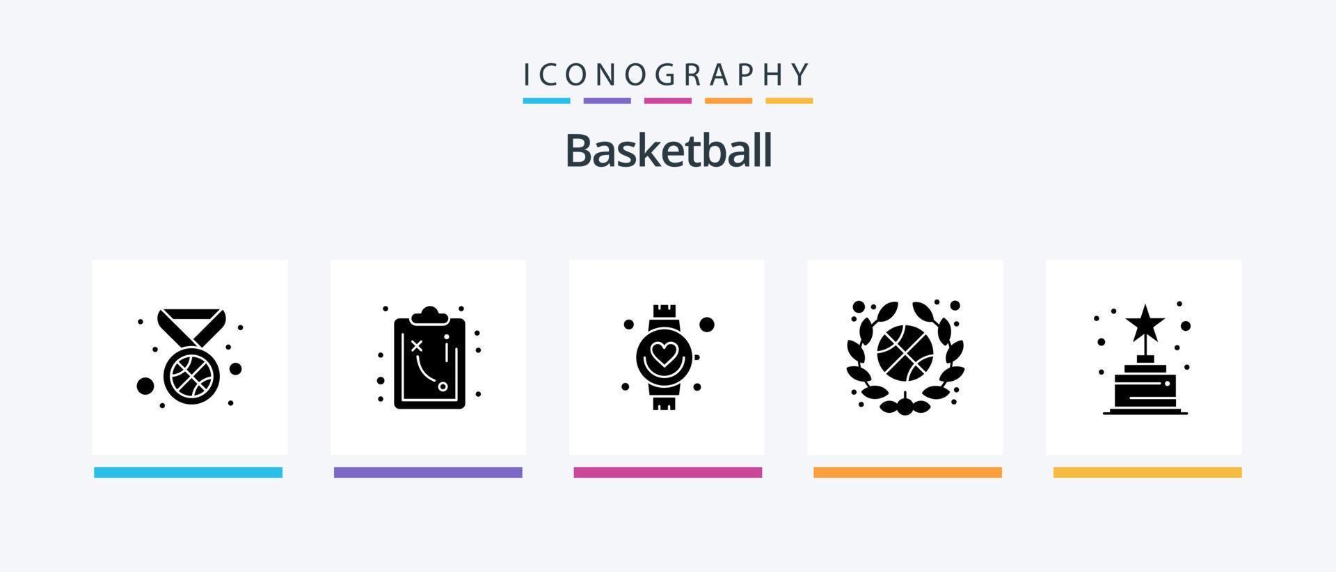 baloncesto glifo 5 5 icono paquete incluso . trofeo. corazón. otorgar. asociación. creativo íconos diseño vector