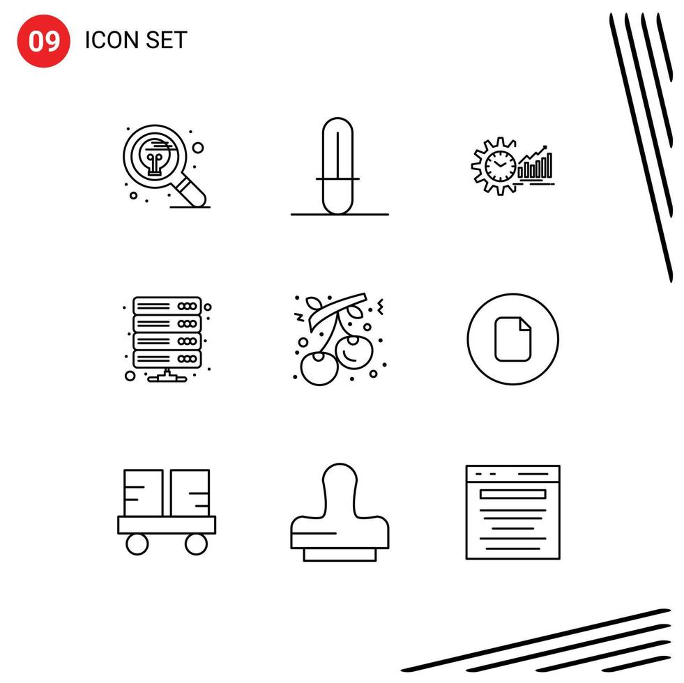 Outline Pack of 9 Universal Symbols of server data chart trends schedule Editable Vector Design Elements