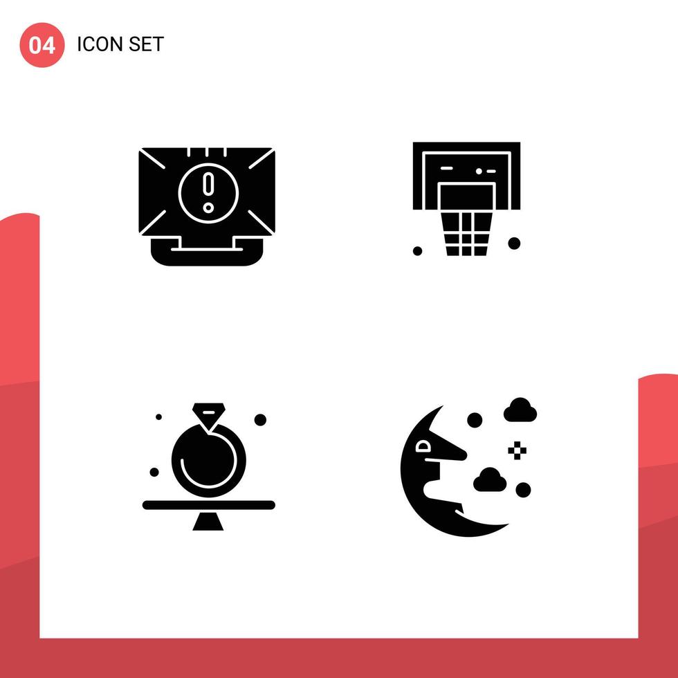 Pictogram Set of 4 Simple Solid Glyphs of communication present help basketball present Editable Vector Design Elements