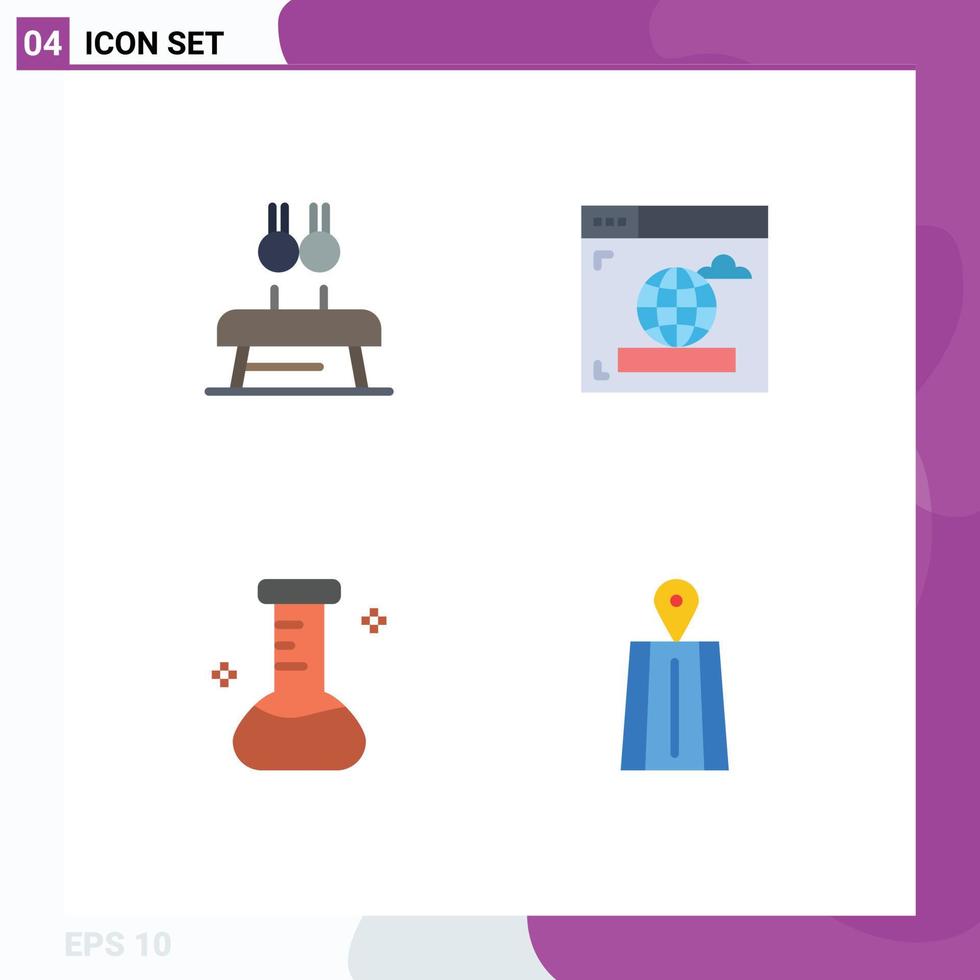 Pictogram Set of 4 Simple Flat Icons of exercise flask rings internet navigation Editable Vector Design Elements