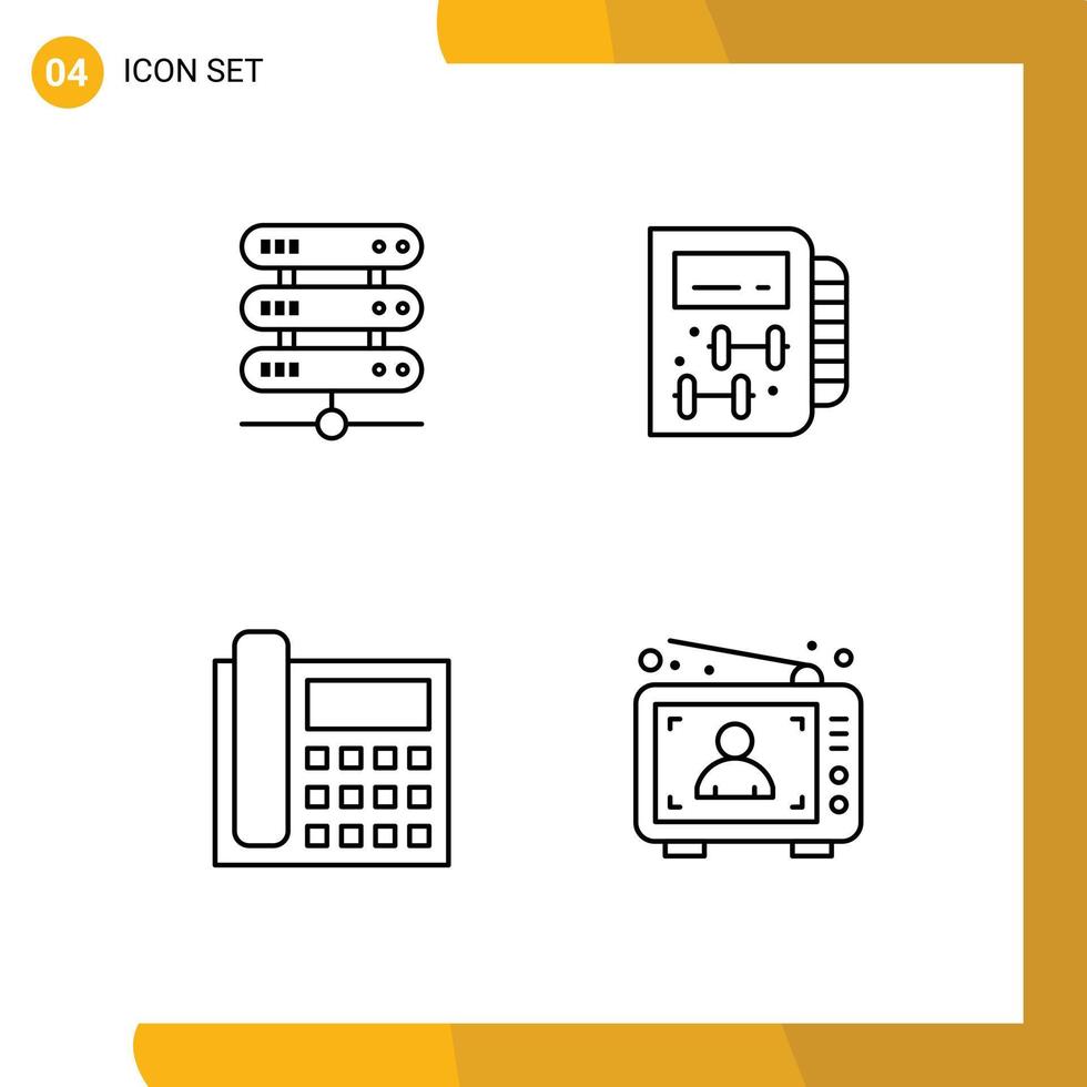 User Interface Pack of 4 Basic Filledline Flat Colors of computing communication storage healthy contact us Editable Vector Design Elements