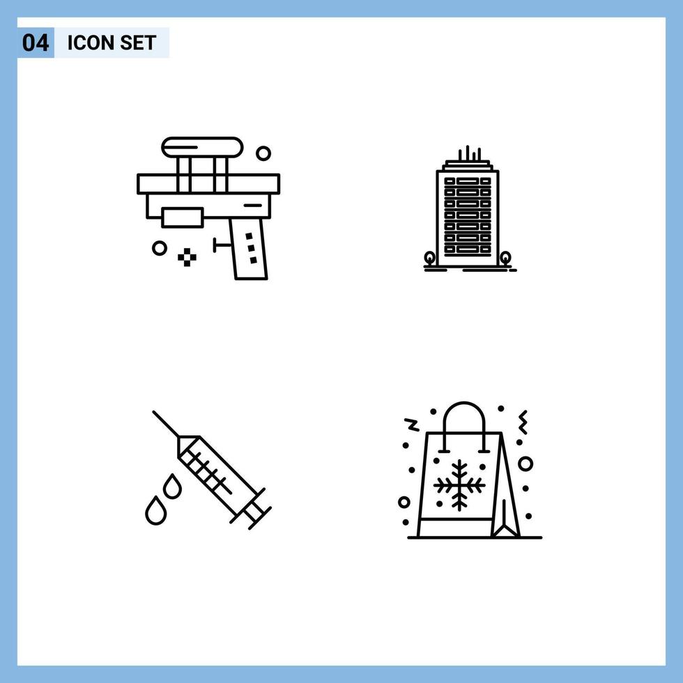 Set of 4 Modern UI Icons Symbols Signs for fun dope toy office medical Editable Vector Design Elements