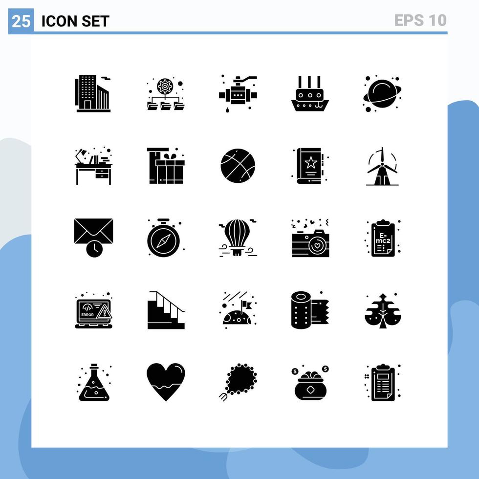 Set of 25 Modern UI Icons Symbols Signs for space rotation construction vessel steamboat Editable Vector Design Elements