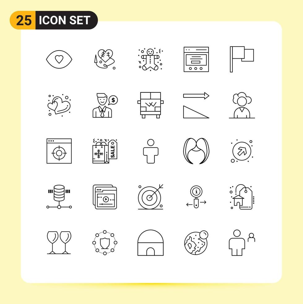 25 Universal Line Signs Symbols of ui basic cookie user interface Editable Vector Design Elements