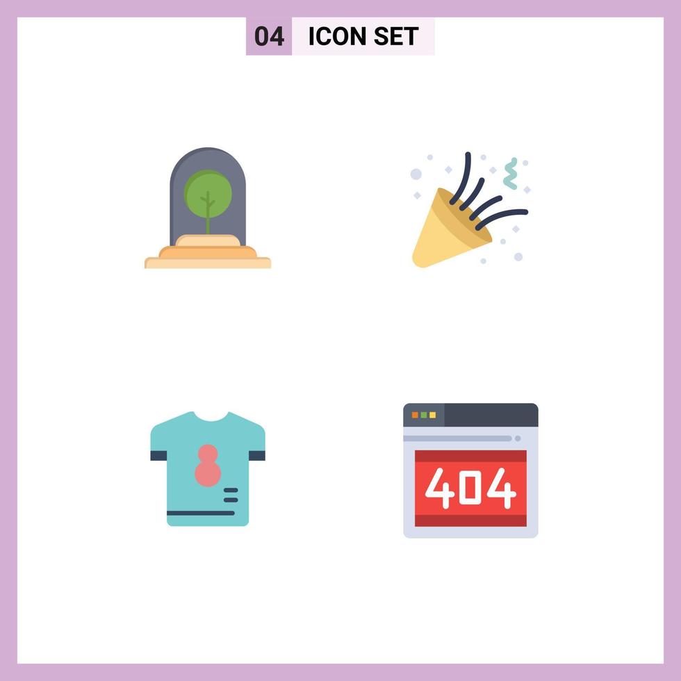 Modern Set of 4 Flat Icons Pictograph of growth football tree celebrate player Editable Vector Design Elements