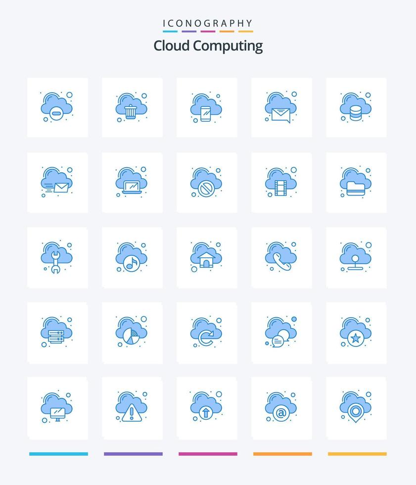 Creative Cloud Computing 25 Blue icon pack  Such As data. message. computing. recieved. cloud vector