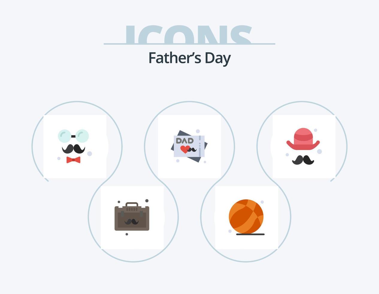 Fathers Day Flat Icon Pack 5 Icon Design. brim. wishes. avatar. greeting card. love vector
