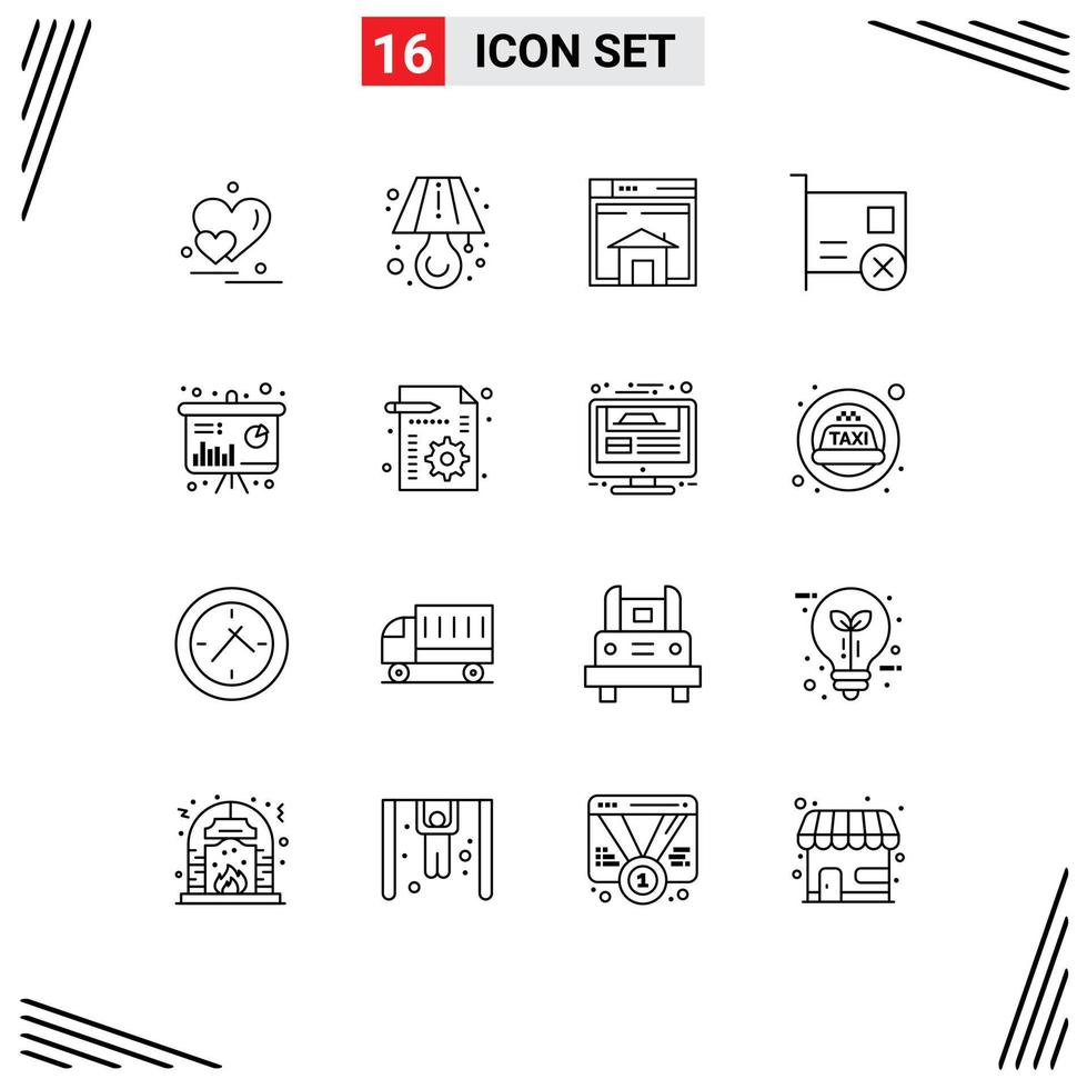 Pictogram Set of 16 Simple Outlines of pci devices sell computers website Editable Vector Design Elements
