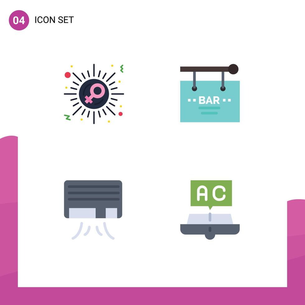 User Interface Pack of 4 Basic Flat Icons of sex ac celebrate celebration conditioner Editable Vector Design Elements