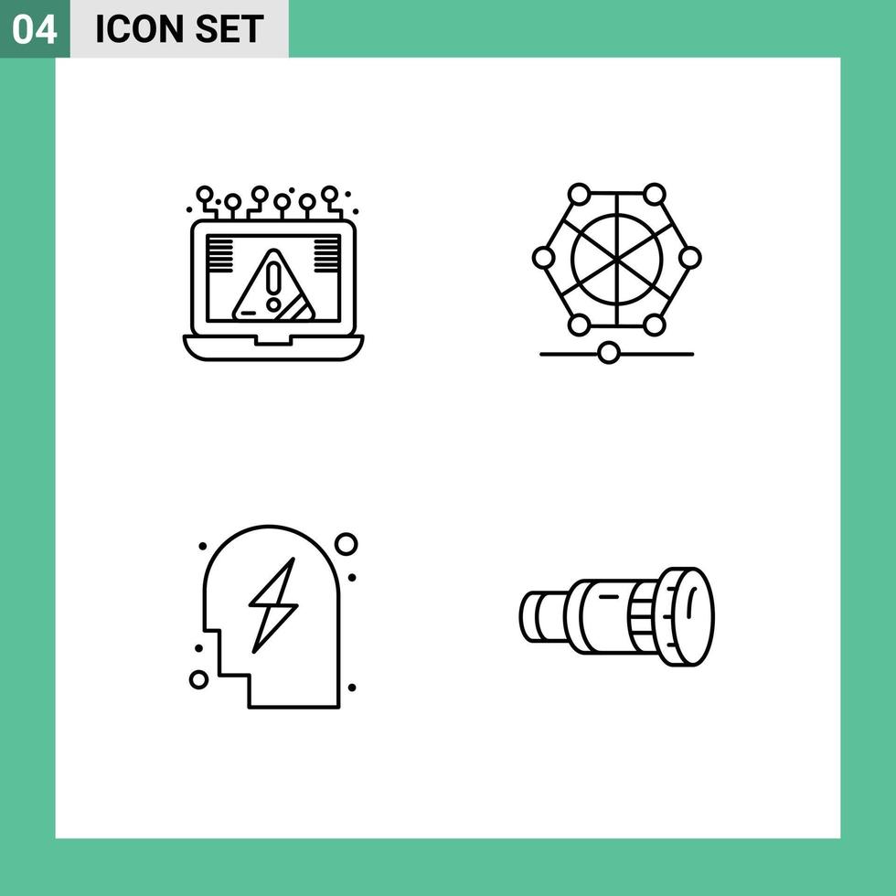 4 Line concept for Websites Mobile and Apps connection head notice learning strategy Editable Vector Design Elements