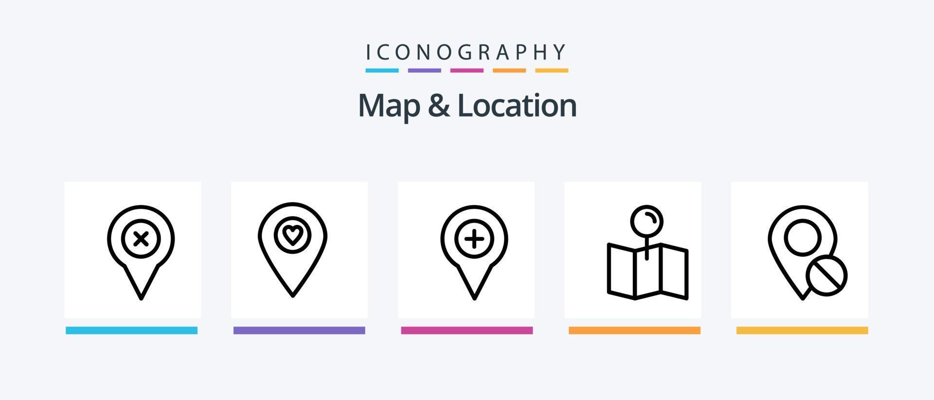 mapa y ubicación línea 5 5 icono paquete incluso alfiler. mapa. puntero. ubicación. ajustes. creativo íconos diseño vector