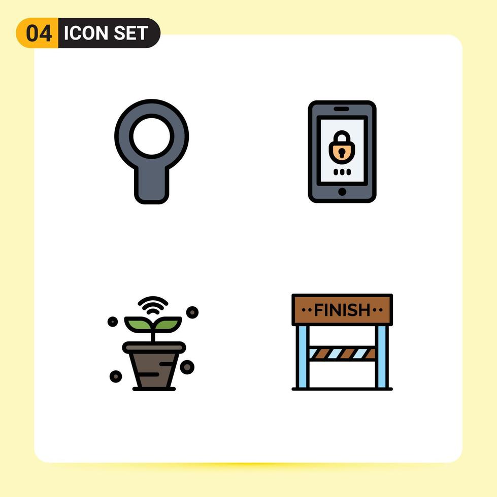 Mobile Interface Filledline Flat Color Set of 4 Pictograms of cooler iot wind mobile things Editable Vector Design Elements