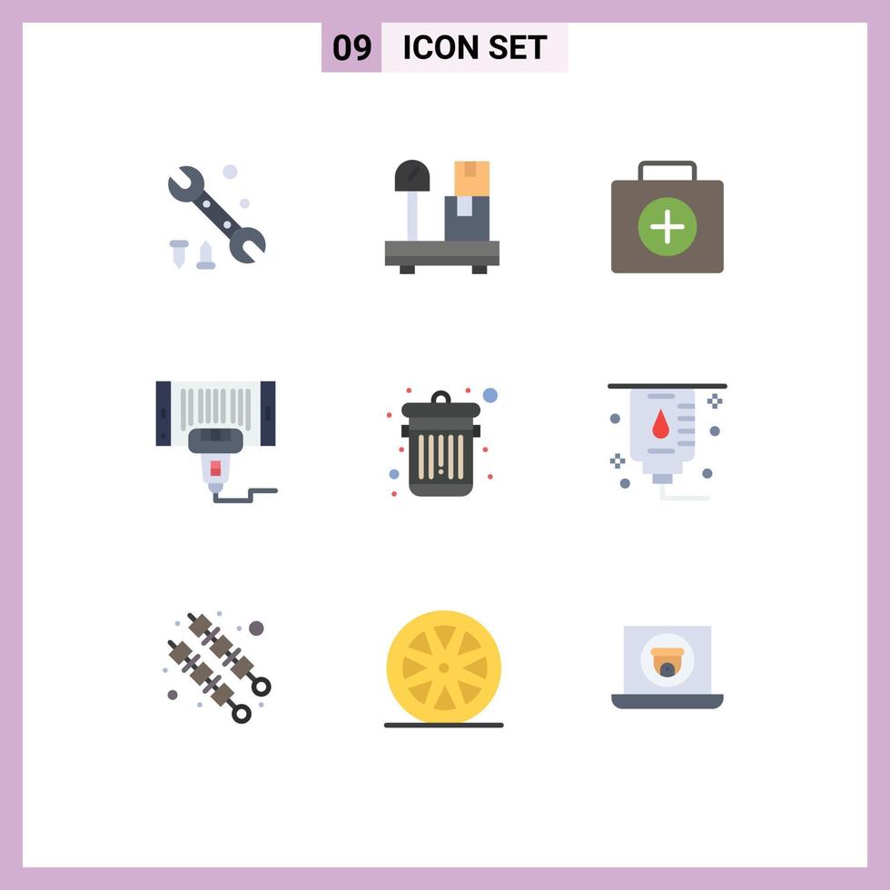 Stock Vector Icon Pack of 9 Line Signs and Symbols for trash delete medical shopping price Editable Vector Design Elements