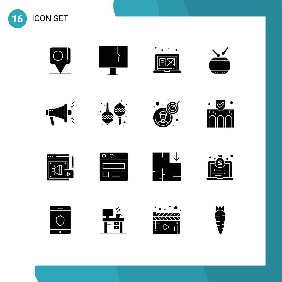 Pack of 16 creative Solid Glyphs of marketing china warning celebration graphic design Editable Vector Design Elements