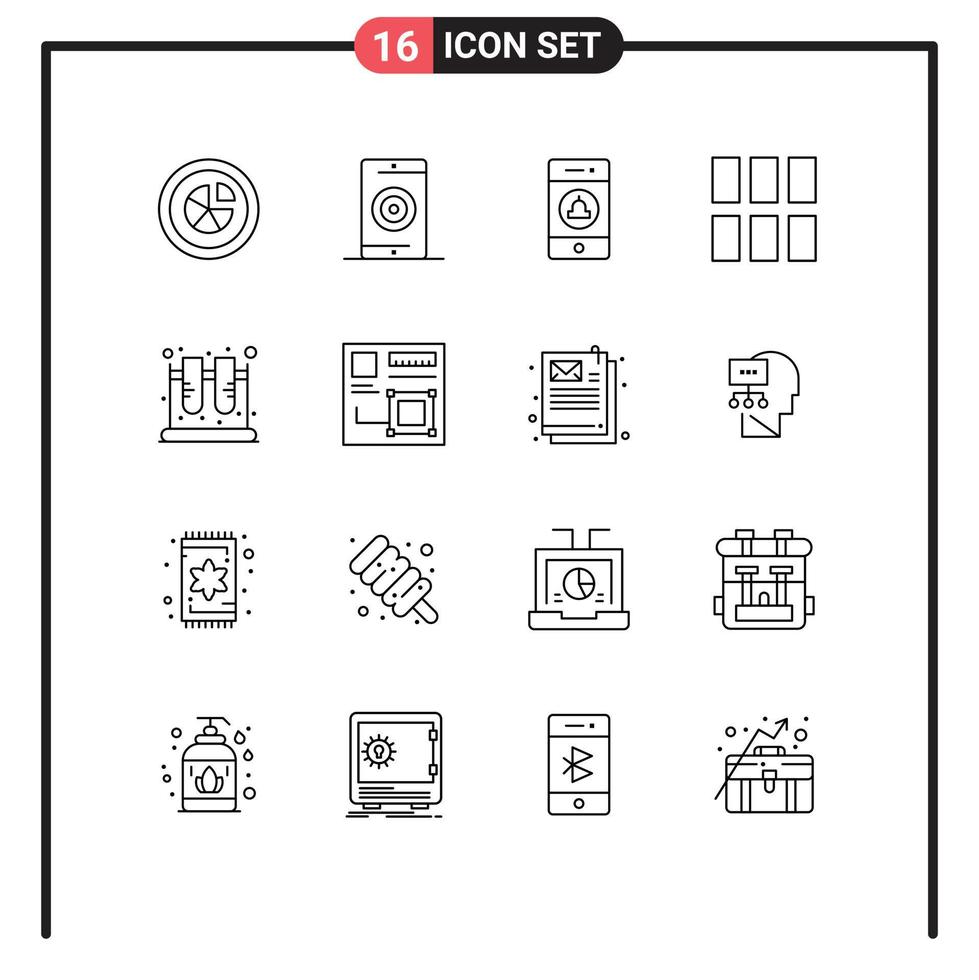dieciséis universal contornos conjunto para web y móvil aplicaciones diseño marco mejoramiento edición advertencia editable vector diseño elementos