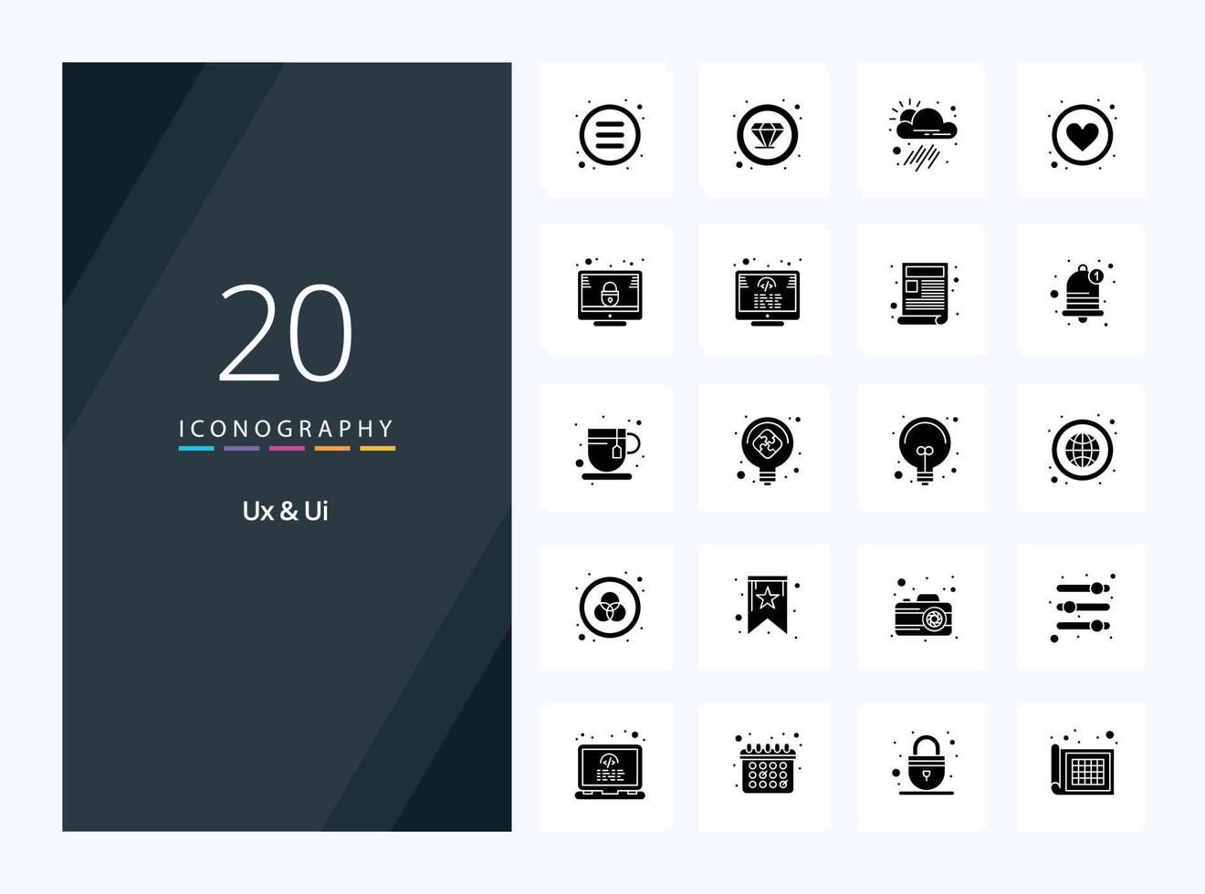 20 Ux And Ui Solid Glyph icon for presentation vector