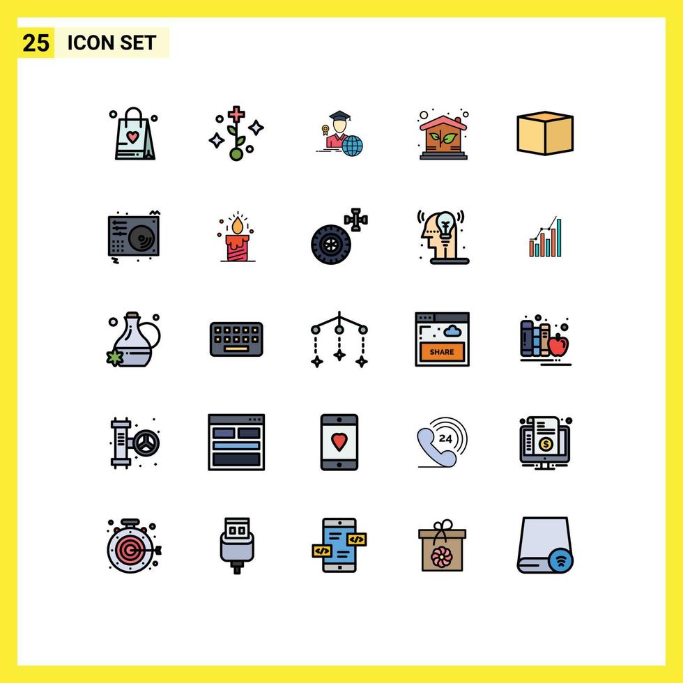 Universal Icon Symbols Group of 25 Modern Filled line Flat Colors of disc cargo graduate box investment Editable Vector Design Elements