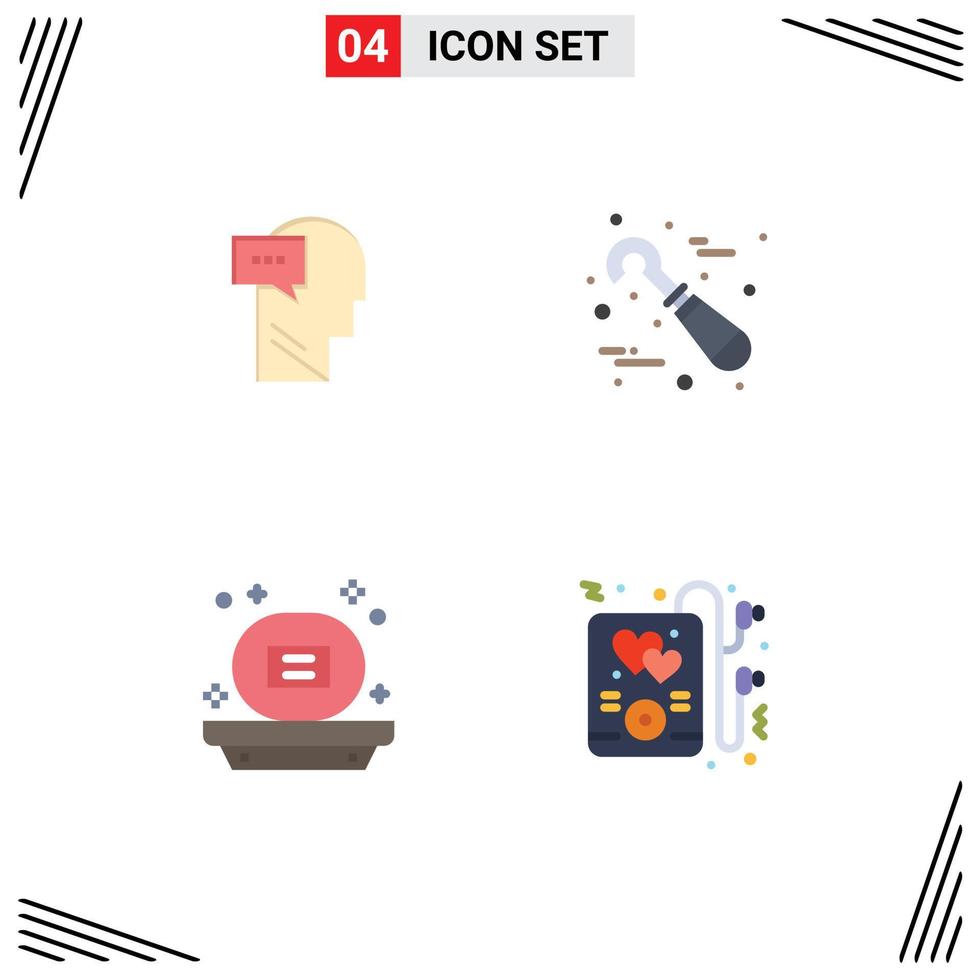 User Interface Pack of 4 Basic Flat Icons of mind bathroom head stomatology soap Editable Vector Design Elements
