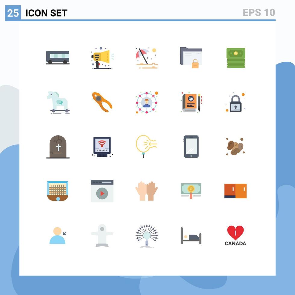 25 Universal Flat Colors Set for Web and Mobile Applications dollar secure protection protection folder Editable Vector Design Elements