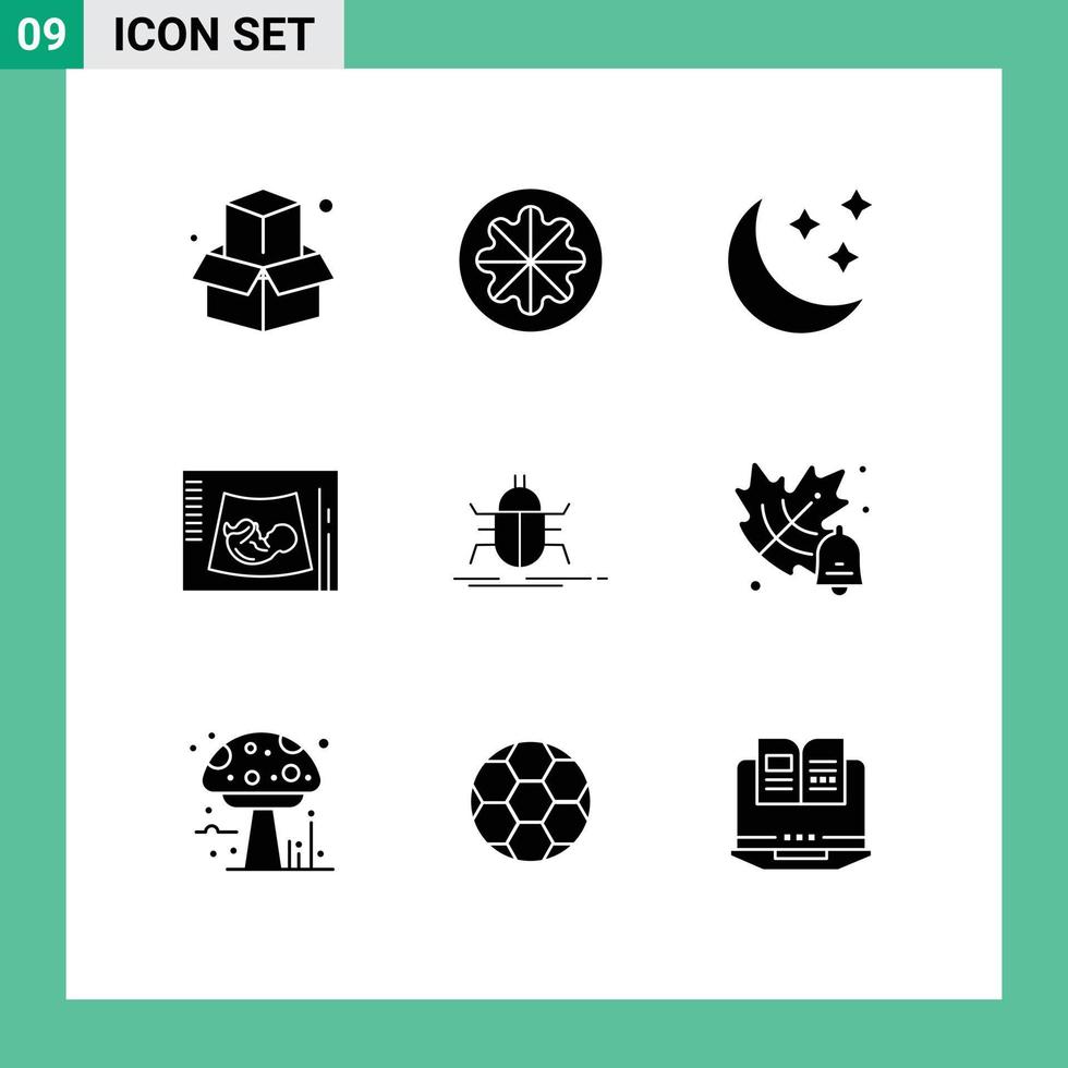 moderno conjunto de 9 9 sólido glifos y símbolos tal como error bebé Luna ecografía maternidad editable vector diseño elementos