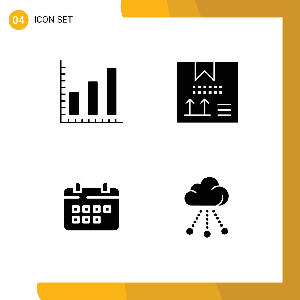Set of Vector Solid Glyphs on Grid for marketing schedule box development appointment Editable Vector Design Elements