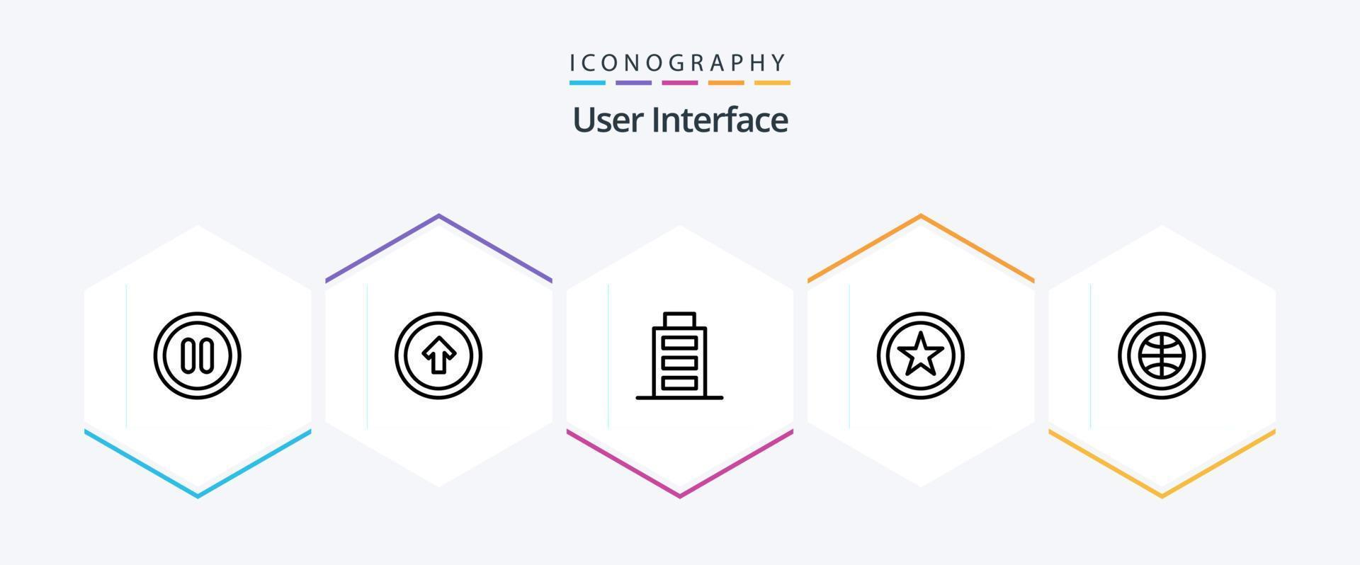 User Interface 25 Line icon pack including user. interface. battery. globe. interface vector