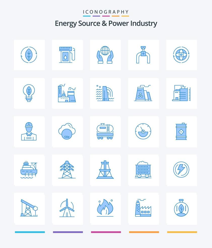creativo energía fuente y poder industria 25 azul icono paquete tal como mundo. línea. biosfera. gas. tubería vector