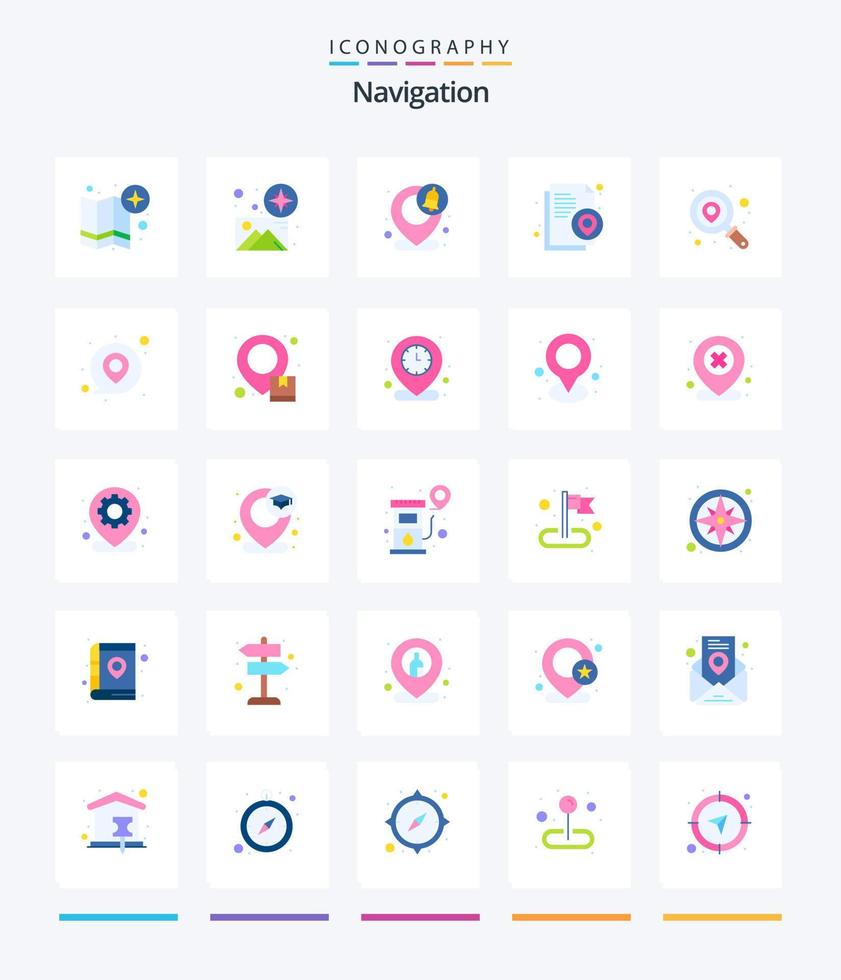 Creative Navigation 25 Flat icon pack  Such As pinpoint. document. gps. pin. location vector