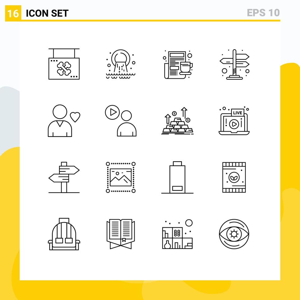 valores vector icono paquete de dieciséis línea señales y símbolos para favorito navegación aguas residuales direcciones Mañana editable vector diseño elementos