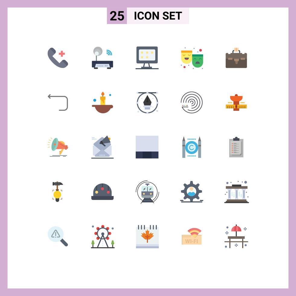 Modern Set of 25 Flat Colors and symbols such as bag theater technology roles star Editable Vector Design Elements