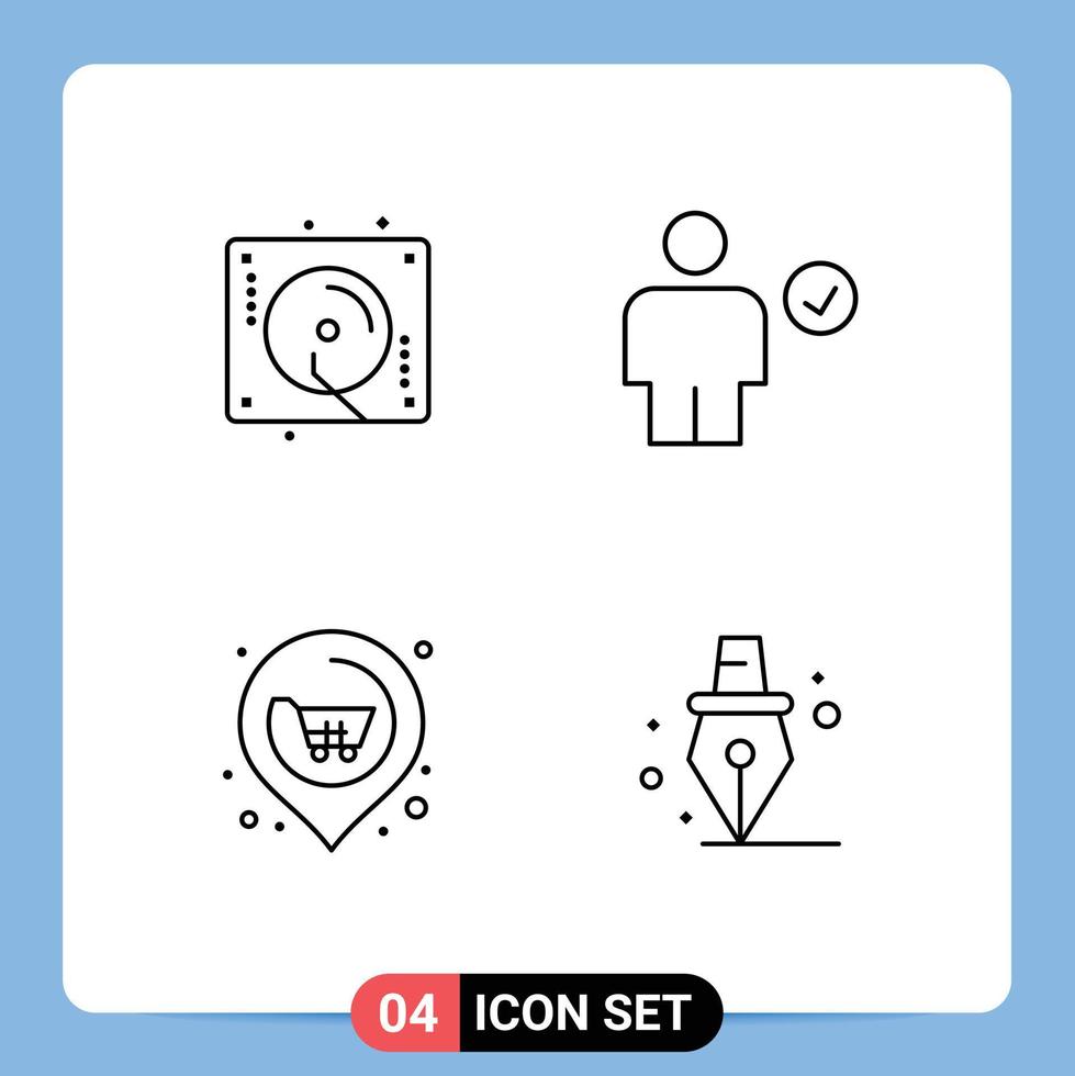 User Interface Pack of 4 Basic Filledline Flat Colors of birthday location party check real Editable Vector Design Elements