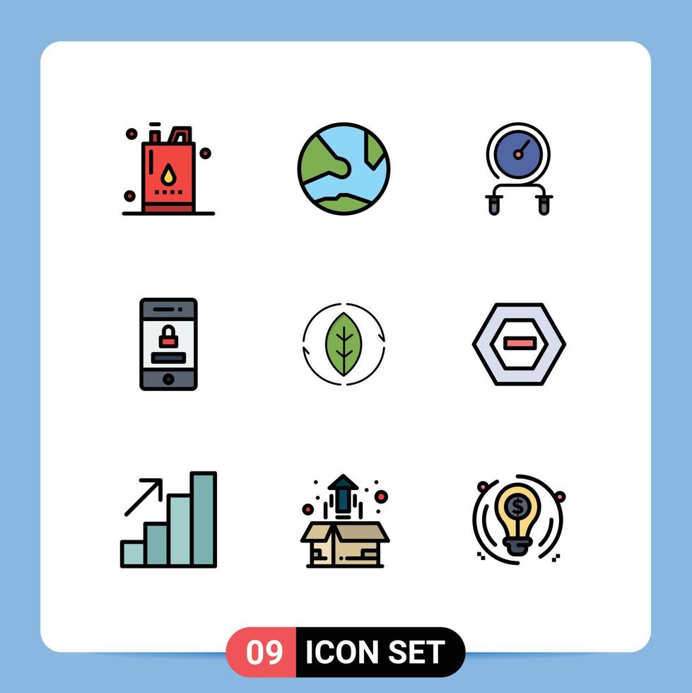 9 Creative Icons Modern Signs and Symbols of security locked online training hiit Editable Vector Design Elements