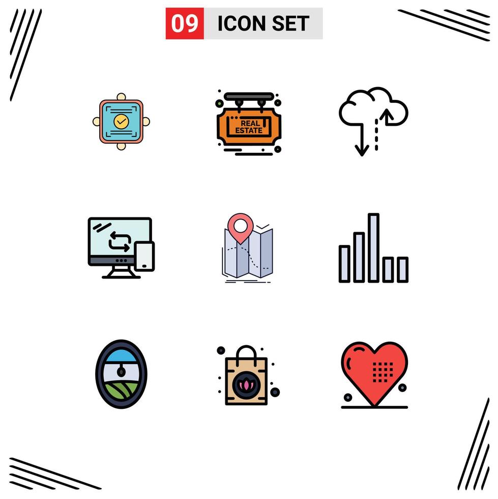 9 Creative Icons Modern Signs and Symbols of map gps cloud transfer mobile Editable Vector Design Elements