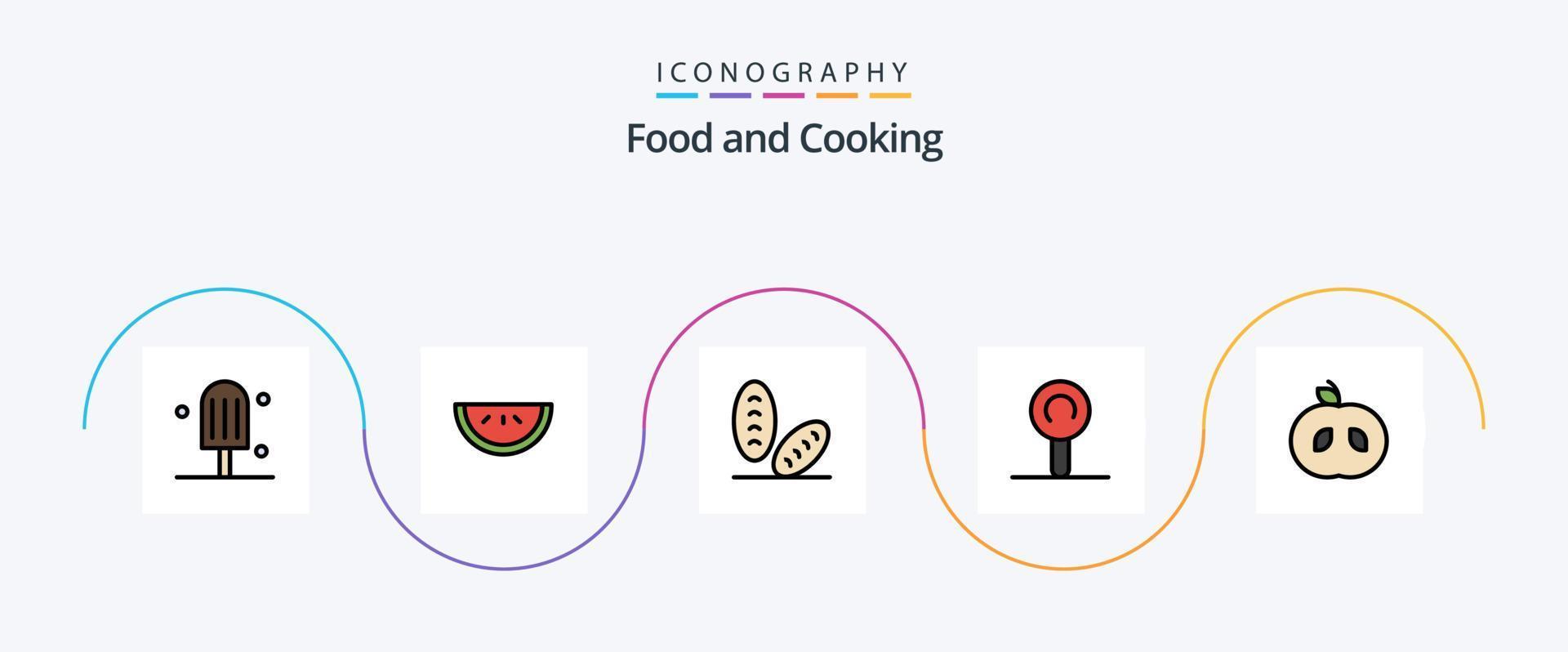 Food Line Filled Flat 5 Icon Pack Including . food. food vector