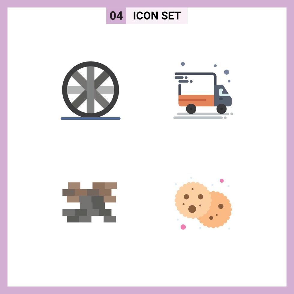 4 Creative Icons Modern Signs and Symbols of sports food delivery van bricks party Editable Vector Design Elements