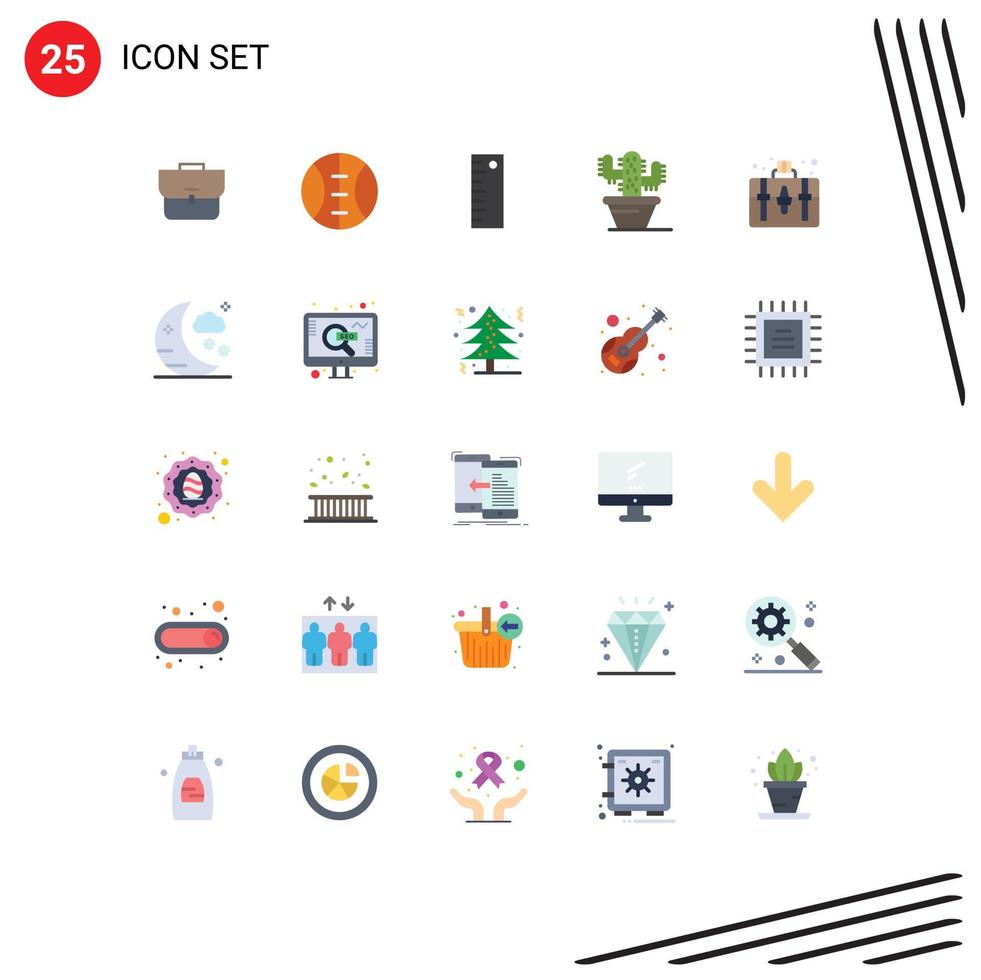 Pack of 25 creative Flat Colors of holiday hobby ruler hobbies handbag Editable Vector Design Elements