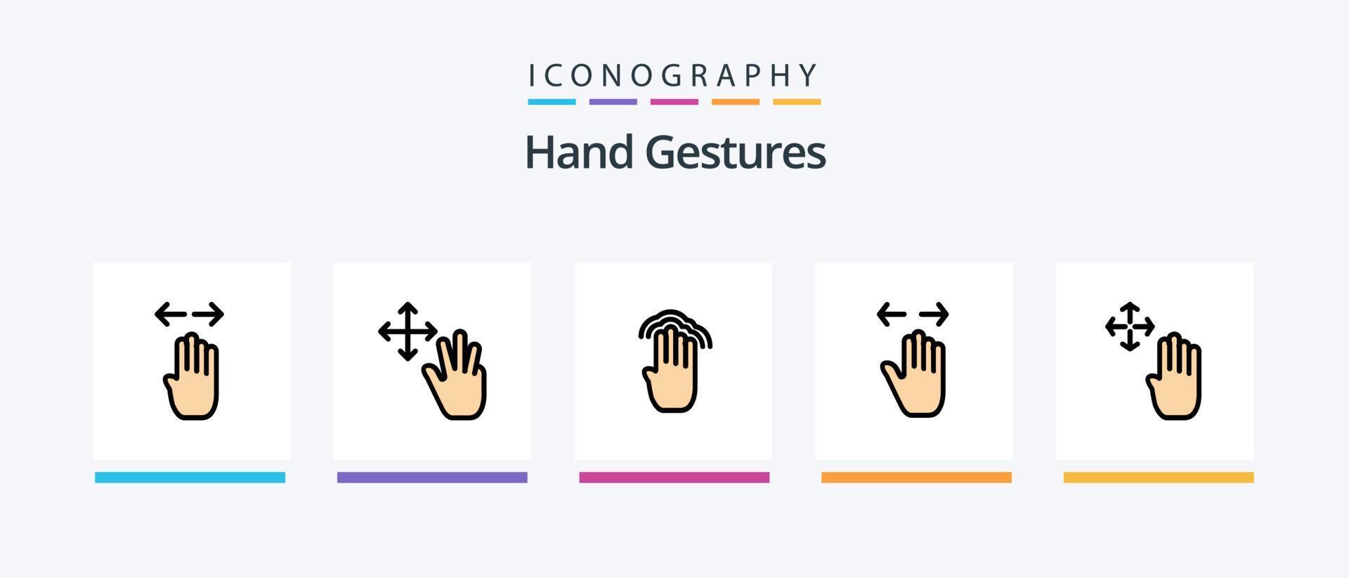 Hand Gestures Line Filled 5 Icon Pack Including down. right. left. gestures. hand. Creative Icons Design vector