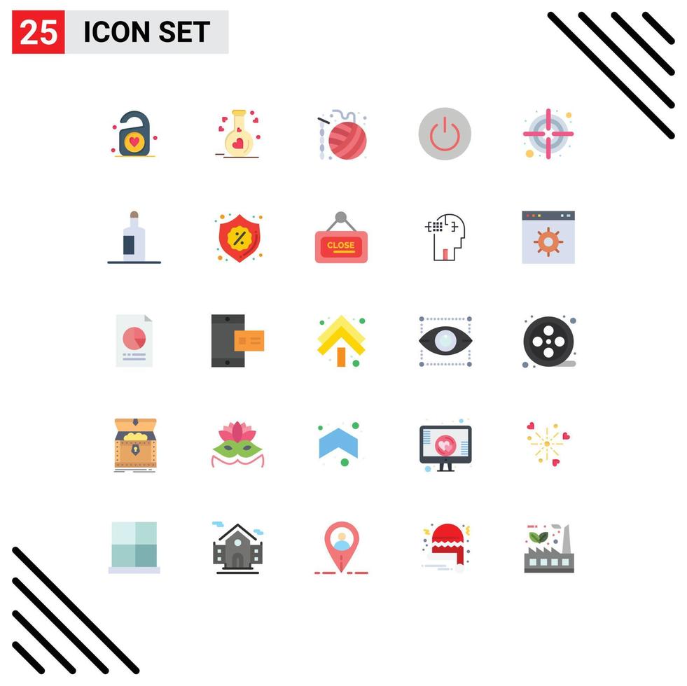Pictogram Set of 25 Simple Flat Colors of user power ball on knit Editable Vector Design Elements