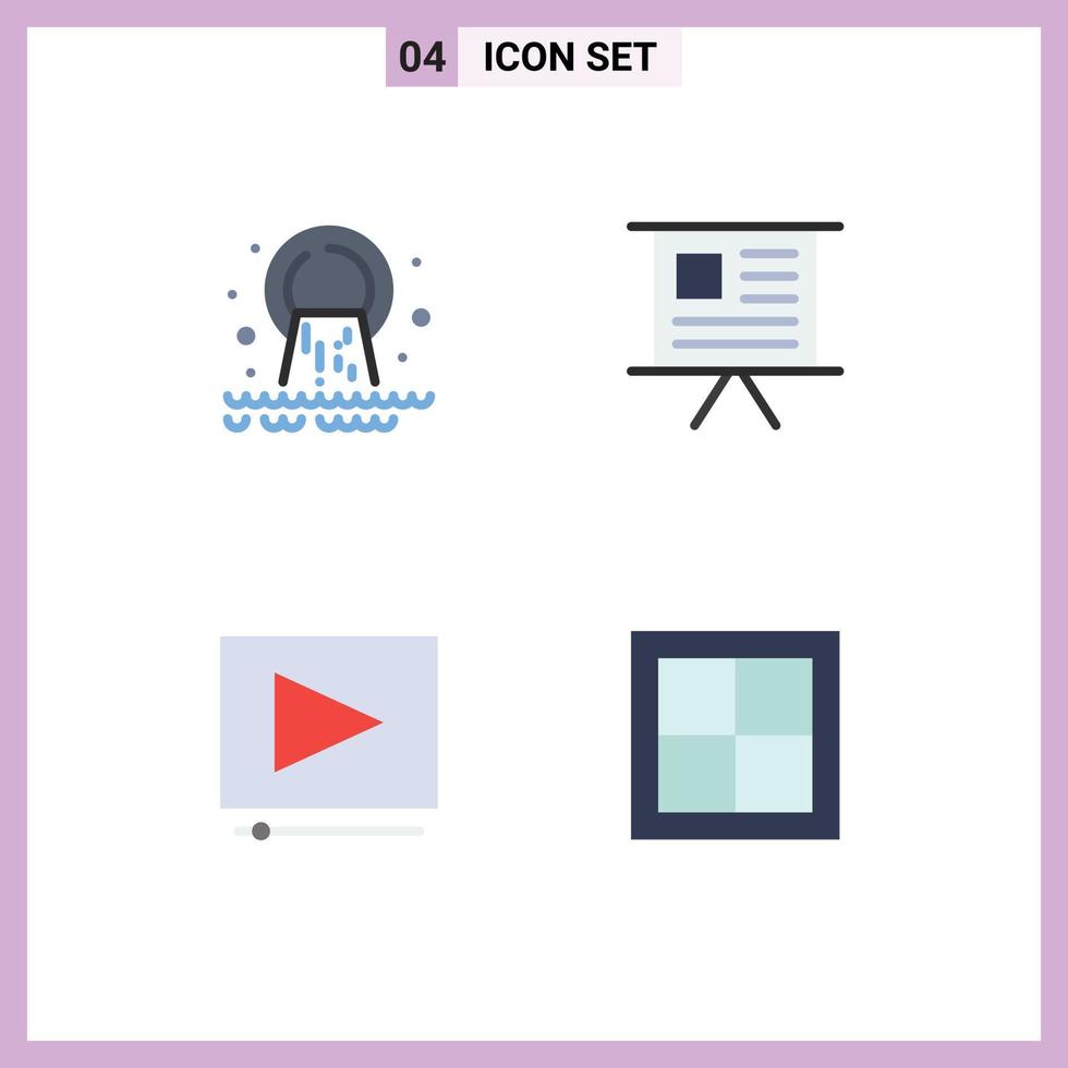 Pack of 4 Modern Flat Icons Signs and Symbols for Web Print Media such as pipe presentation sewage finance clip Editable Vector Design Elements