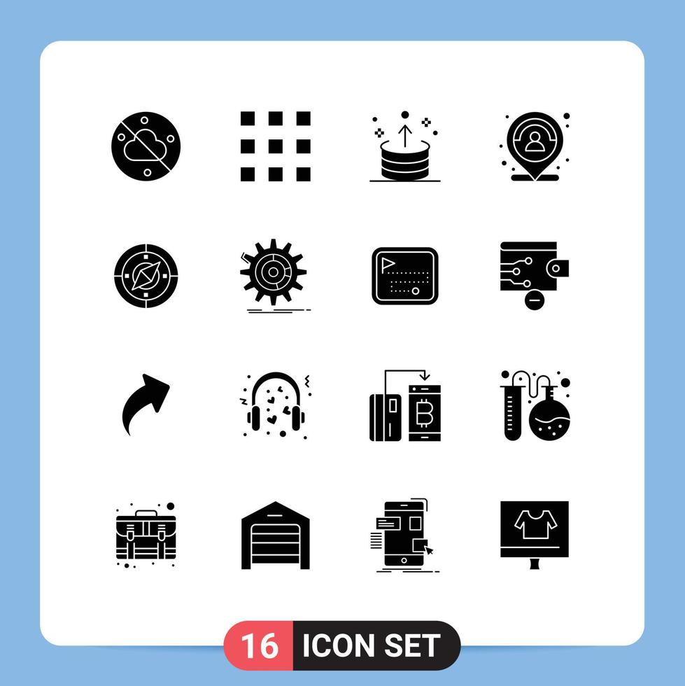 Stock Vector Icon Pack of 16 Line Signs and Symbols for compass navigation ui person map Editable Vector Design Elements