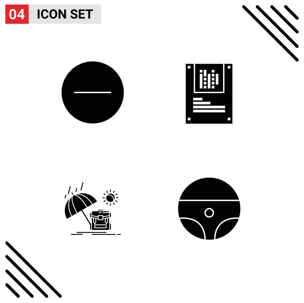 Pack of 4 Modern Solid Glyphs Signs and Symbols for Web Print Media such as circle sun analysis decryption car Editable Vector Design Elements
