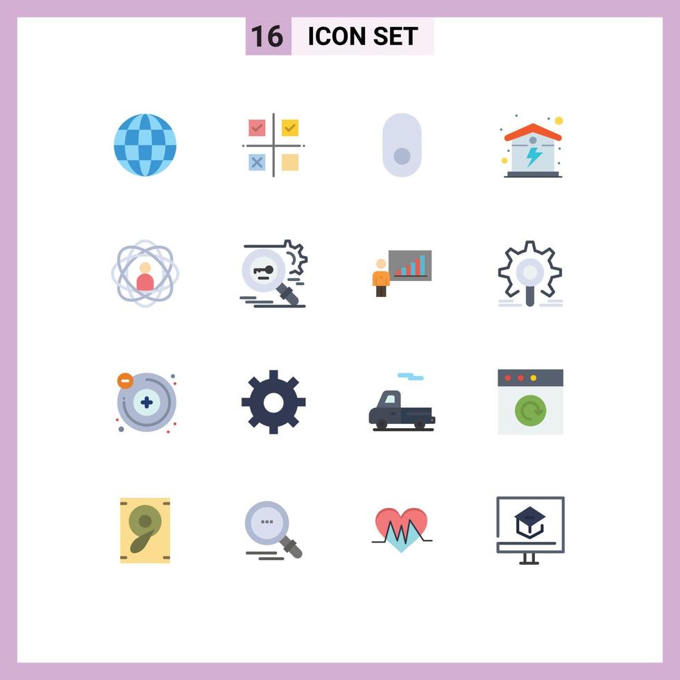 16 User Interface Flat Color Pack of modern Signs and Symbols of person abilities apple energy home Editable Pack of Creative Vector Design Elements